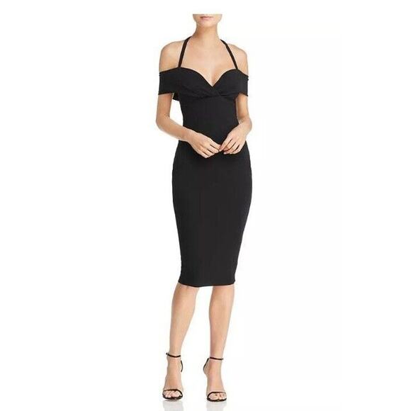 Nookie Dresses & Skirts - Nookie Athena Bodycon Evening Glam Halter Midi Dress Black NWT Medium